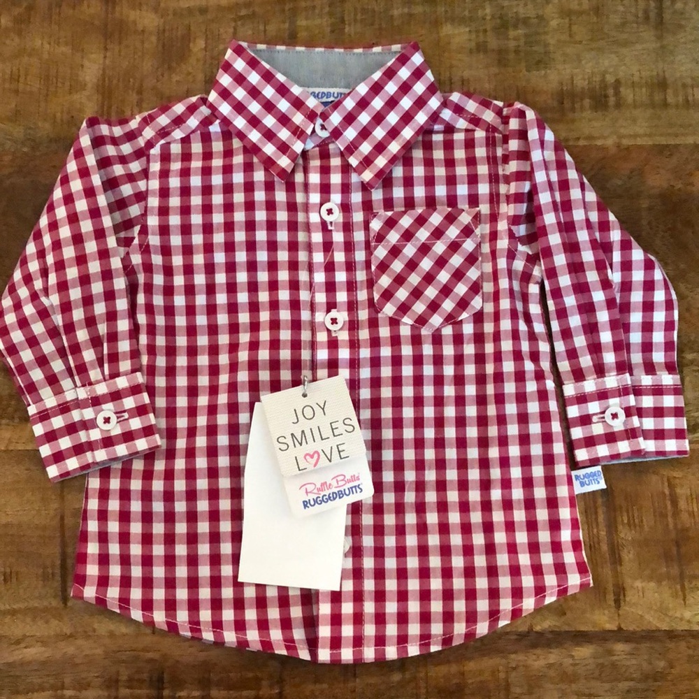 NWT Rugged Butts Cranberry Check Shirt